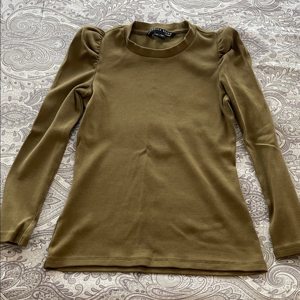 Veronica Beard Olive Long Sleeve Blouse - Picture 2 of 5